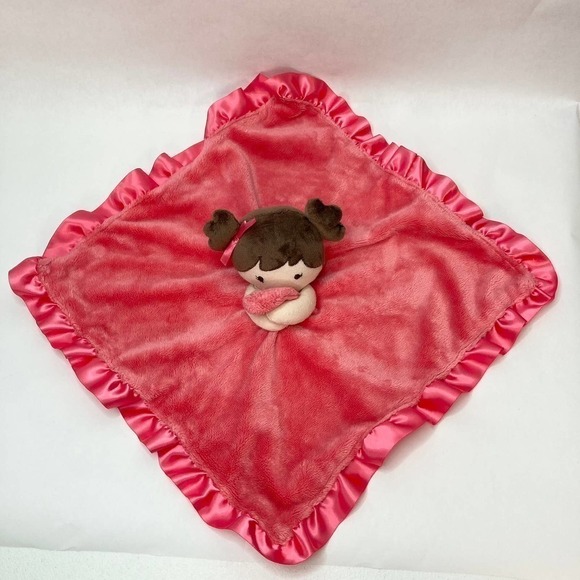 carter's Little Girl Pink Lovey Rattle Security Blanket Ruffle Satin Lined 14" - Picture 7 of 17